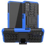 For OPPO A52 / A72 / A92 Tire Texture Shockproof TPU+PC Protective Case with Holder(Blue)