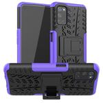 For OPPO A52 / A72 / A92 Tire Texture Shockproof TPU+PC Protective Case with Holder(Purple)