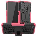 For OPPO A52 / A72 / A92 Tire Texture Shockproof TPU+PC Protective Case with Holder(Pink)