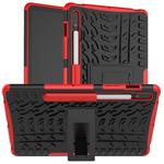 For Samsung Galaxy Tab S8 / Galaxy Tab S7 T870 / T875 Tire Texture Shockproof TPU+PC Protective Case with Holder(Red)