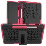 For Samsung Galaxy Tab S8 / Galaxy Tab S7 T870 / T875 Tire Texture Shockproof TPU+PC Protective Case with Holder(Pink)