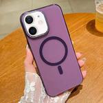 For iPhone 11 Golden Shield HD Transparent MagSafe PC Phone Case(Purple)