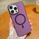 For iPhone 12 / 12 Pro Golden Shield HD Transparent MagSafe PC Phone Case(Purple)