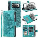 For Google Pixel 10 Pro XL Multi-Card Totem Zipper Leather Phone Case(Green)