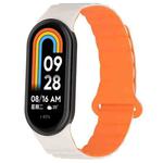 For Xiaomi Smart Band 9 / 8 Two Color Magnetic Silicone Watch Band(Starlight Orange)