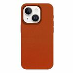 For iPhone 14 Skin Feel Leather Texture MagSafe Magnetic Phone Case(Orange)