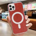 For iPhone 15 Pro Max Acrylic Transparent Glitter MagSafe Phone Case(Red)