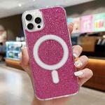 For iPhone 15 Pro Max Acrylic Transparent Glitter MagSafe Phone Case(Rose Red)