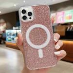 For iPhone 15 Pro Max Acrylic Transparent Glitter MagSafe Phone Case(Pink)