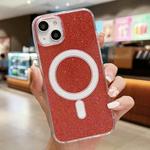 For iPhone 14 Acrylic Transparent Glitter MagSafe Phone Case(Red)