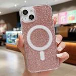 For iPhone 14 Acrylic Transparent Glitter MagSafe Phone Case(Pink)