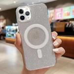 For iPhone 11 Pro Acrylic Transparent Glitter MagSafe Phone Case(Silver)