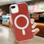 For iPhone 8 Plus / 7 Plus Acrylic Transparent Glitter MagSafe Phone Case(Red)