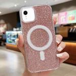 For iPhone XR Acrylic Transparent Glitter MagSafe Phone Case(Pink)