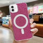 For iPhone 16 Acrylic Transparent Glitter MagSafe Phone Case(Rose Red)