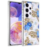 For Samsung Galaxy A23 Dual-side Laminating IMD PC Hybrid TPU Phone Case(Blue Peony)