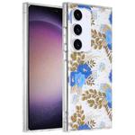 For Samsung Galaxy S23 5G Dual-side Laminating IMD PC Hybrid TPU Phone Case(Blue Peony)