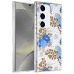 For Samsung Galaxy S24 5G Dual-side Laminating IMD PC Hybrid TPU Phone Case(Blue Peony)