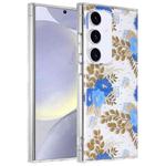 For Samsung Galaxy S24+ 5G Dual-side Laminating IMD PC Hybrid TPU Phone Case(Blue Peony)