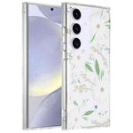 For Samsung Galaxy S24+ 5G Dual-side Laminating IMD PC Hybrid TPU Phone Case(White Daisy)