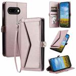 For Google Pixel 9a Wallet Multi-card Slot Leather Phone Case with Lanyard(Rose Gold)