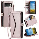 For Google Pixel 10 Pro XL Wallet Multi-card Slot Leather Phone Case with Lanyard(Rose Gold)