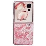 For Honor Magic V Flip Embroidery Style Full Coverage Phone Case(Pink)