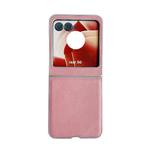 For Motorola Razr 50 Metallic Paint Skin Feel Leather Phone Case(Pink)