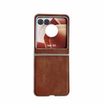 For Motorola Razr 50 Metallic Paint Skin Feel Leather Phone Case(Brown)