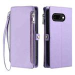 For Google Pixel 9a Leather Stitching Multi-card Slot Zipper Phone Case(Purple)