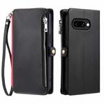 For Google Pixel 9a Leather Stitching Multi-card Slot Zipper Phone Case(Black)