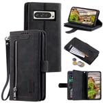 For Google Pixel 10 Pro XL Nine Card Zipper Bag Leather Phone Case with Lanyard(Black)