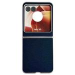 For Motorola Razr 50 Carbon Fiber Leather Grain Kevlar Folding Phone Case(Dark Blue)