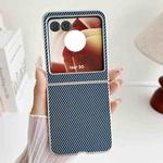 For Motorola Razr 50 Carbon Fiber Leather Grain Kevlar Folding Phone Case(Light Blue)