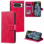 For Google Pixel 9 Pro XL Totem Flower Embossed Leather Phone Case with Lanyard(Red)