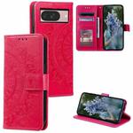 For Google Pixel 9 / 9 Pro Totem Flower Embossed Leather Phone Case with Lanyard(Red)