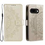 For Google Pixel 9a Totem Flower Embossed Leather Phone Case with Lanyard(Gold)