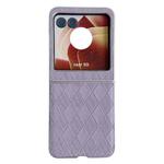 For Motorola Razr 50 Pearlescent Paint Diamond Shaped Checkered Leather Phone Case(Purple)