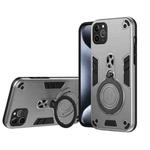 For iPhone 11 Pro Max Metal Ring 360 Degree Rotating Holder PC Hybrid TPU Phone Case(Silver Grey)