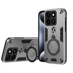 For ZTE Blade A35 Metal Ring 360 Degree Rotating Holder PC Hybrid TPU Phone Case(Silver Grey)