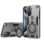 For OPPO Reno11 Global Metal Ring 360 Degree Rotating Holder PC Hybrid TPU Phone Case(Silver Grey)