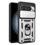 For Google Pixel 9 / 9 Pro Sliding Camera Cover Design TPU+PC Phone Case(Silver)