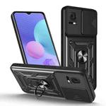 For TCL 405 / 406 / 408 Sliding Camera Cover Design TPU+PC Phone Case(Black)