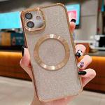 For iPhone 12 Electroplating Pure Color Glitter Powder MagSafe Phone Case(Gold)