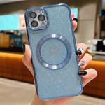 For iPhone 12 Pro Electroplating Pure Color Glitter Powder MagSafe Phone Case(Sierra Blue)