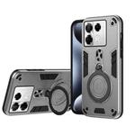 For Infinix Note 40 Pro 4G Metal Ring 360 Degree Rotating Holder PC Hybrid TPU Phone Case(Silver Grey)