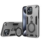 For Infinix Hot 50i / Smart 9 Metal Ring 360 Degree Rotating Holder PC Hybrid TPU Phone Case(Silver Grey)