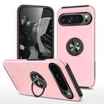 For Google Pixel 9 Pro PC Hybrid TPU Magnetic Ring Holder Phone Case(Rose Gold)