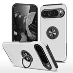 For Google Pixel 9 Pro PC Hybrid TPU Magnetic Ring Holder Phone Case(Silver)