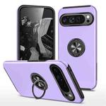 For Google Pixel 9 Pro PC Hybrid TPU Magnetic Ring Holder Phone Case(Purple)